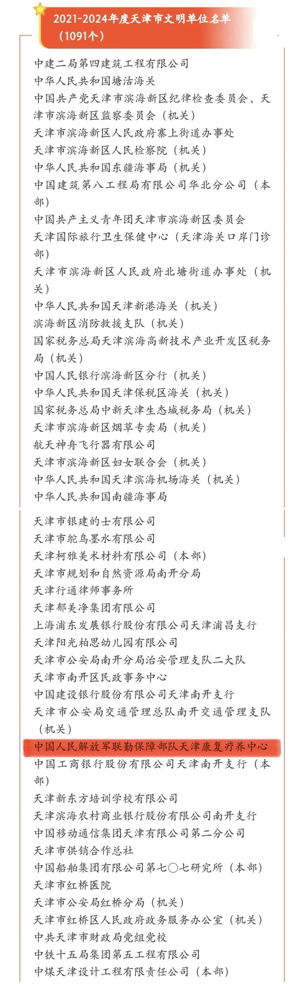 联勤保障部队天津康复疗养中心荣获天津市文明单位称号:康复疗养